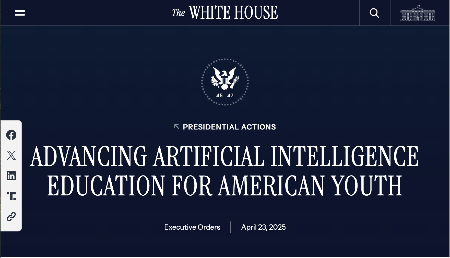 推进美国青少年人工智能教育行政令